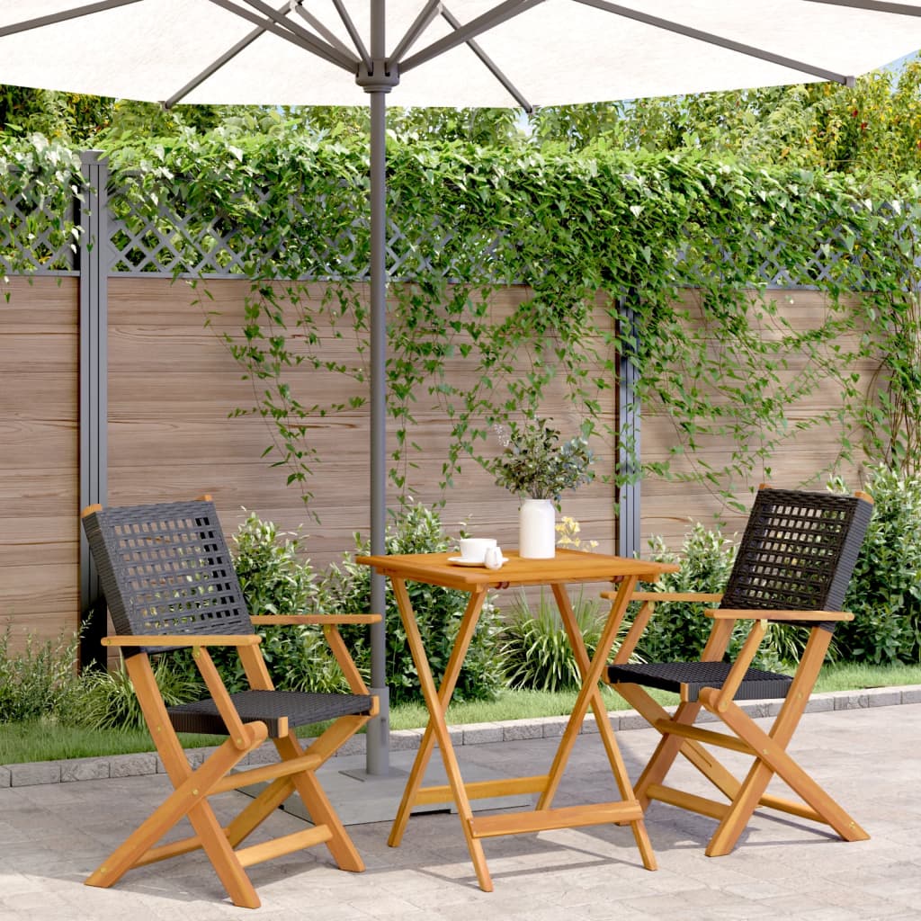 3 Piece Bistro Set Poly Rattan And Solid Wood