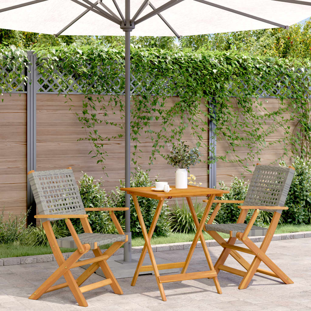 3 Piece Bistro Set Poly Rattan And Solid Wood
