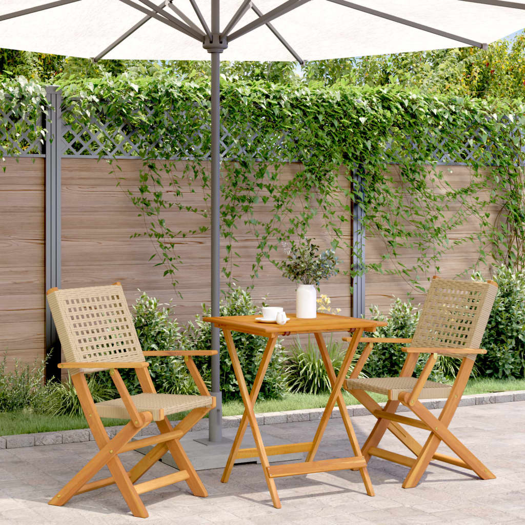 3 Piece Bistro Set Poly Rattan And Solid Wood