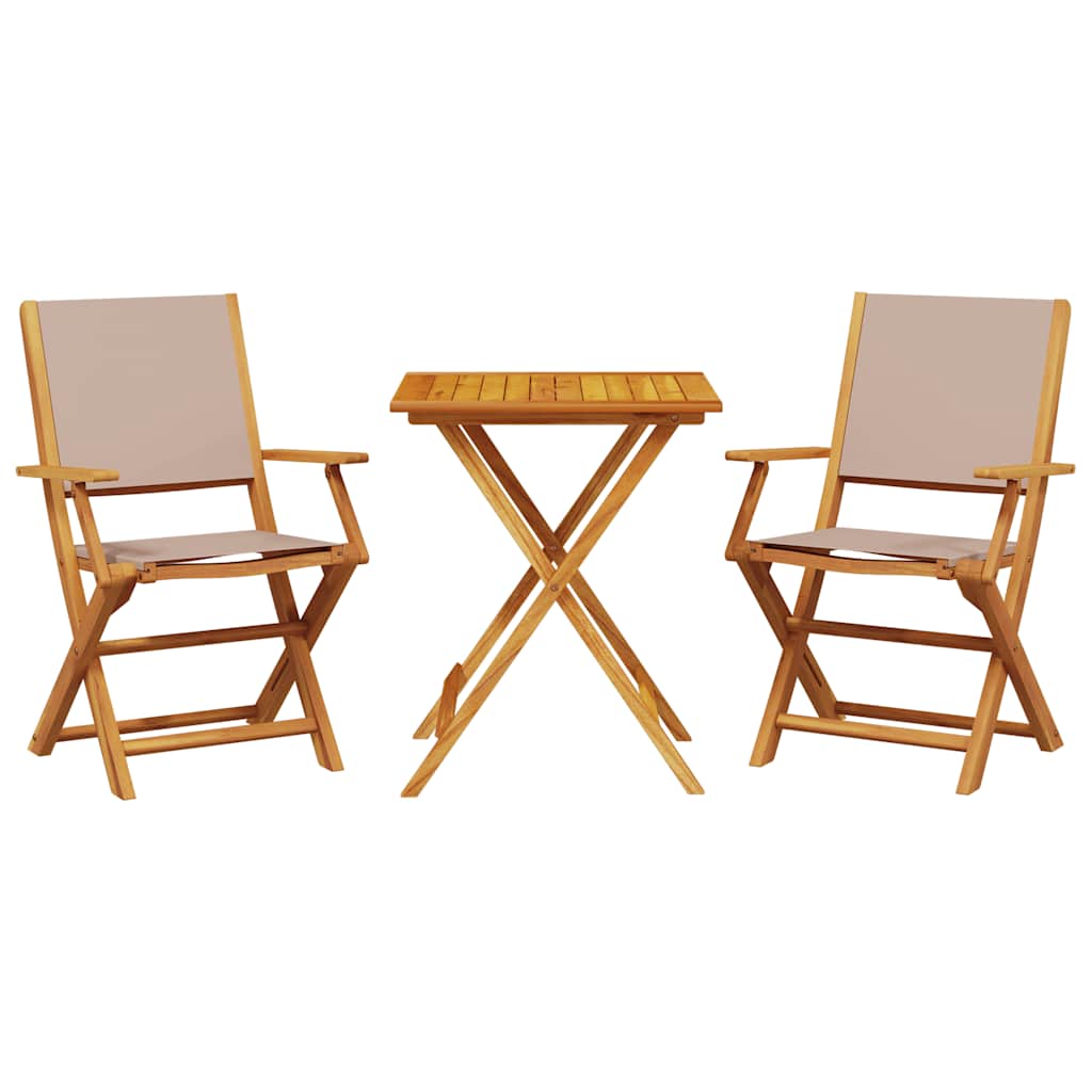 Outdoor Furniture Set 3 Piece Bistro Fabric & Solid Wood Garden Patio