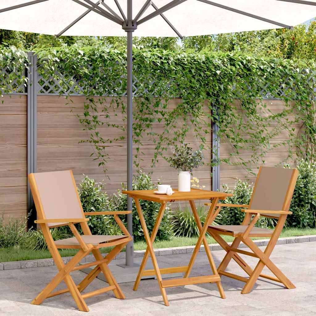 Outdoor Furniture Set 3 Piece Bistro Fabric & Solid Wood Garden Patio