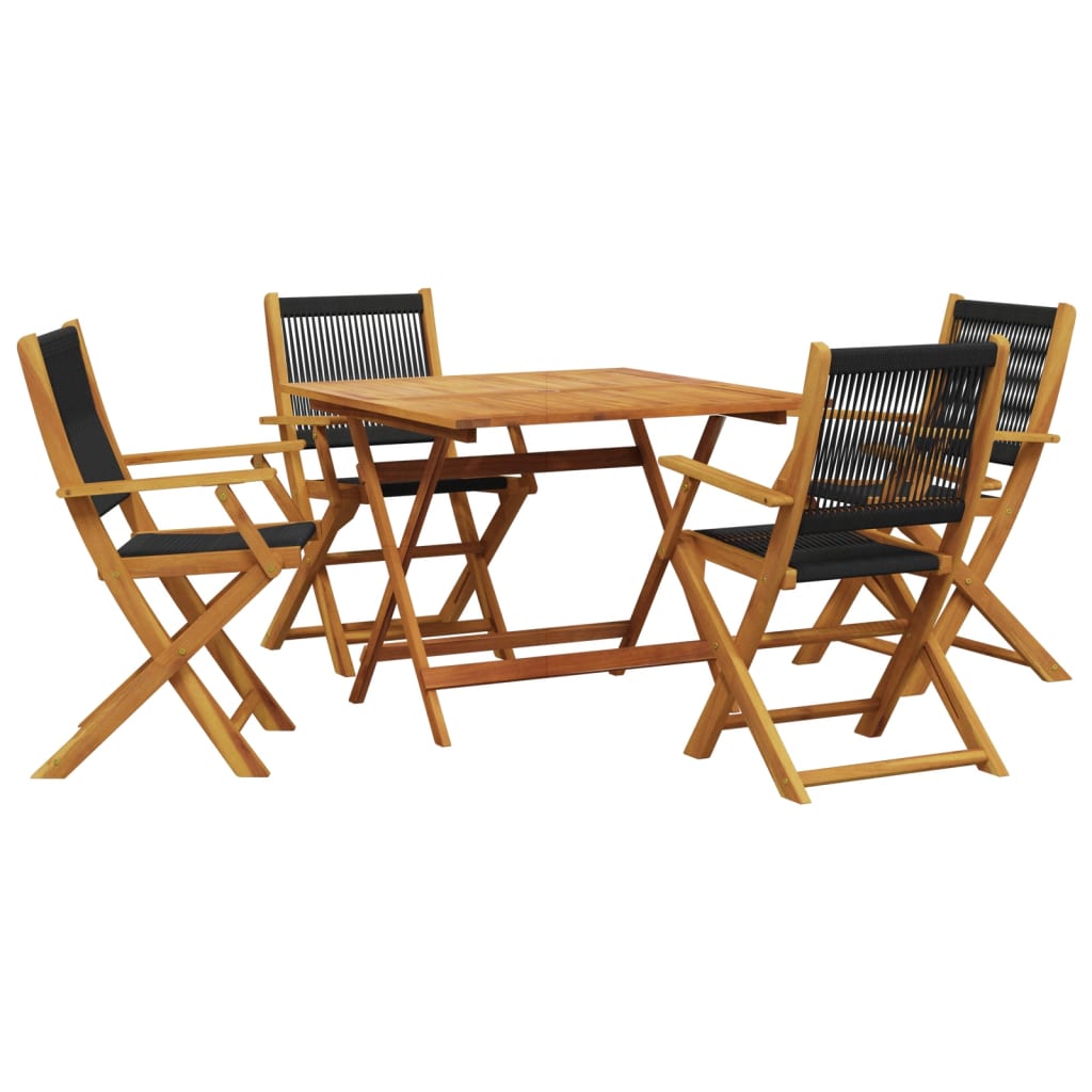 5 Piece Garden Dining Set Polypropylene And Solid Wood