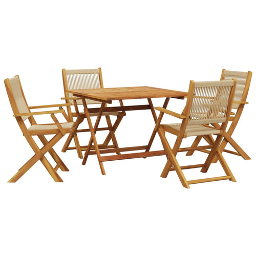 5 Piece Garden Dining Set Polypropylene And Solid Wood