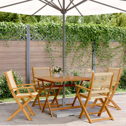 5 Piece Garden Dining Set Polypropylene And Solid Wood