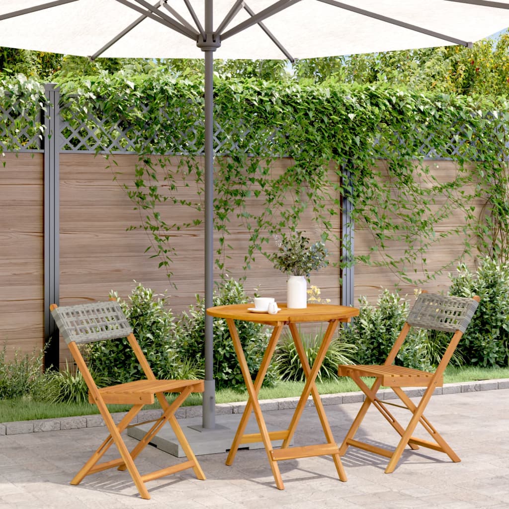 3 Piece Bistro Set Poly Rattan And Solid Wood