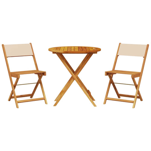 3 Piece Bistro Set Fabric And Solid Wood