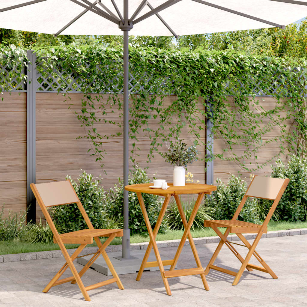 3 Piece Bistro Set Fabric And Solid Wood