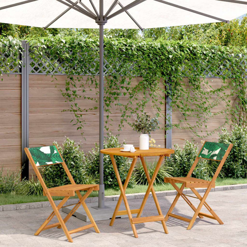 3 Piece Bistro Set Fabric And Solid Wood