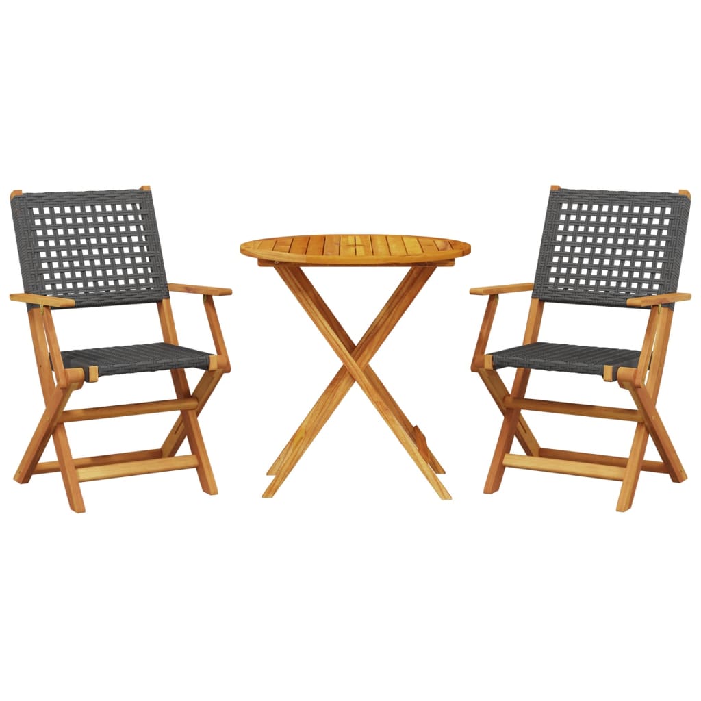 3 Piece Bistro Set Poly Rattan And Solid Wood