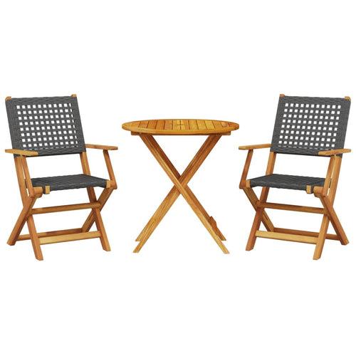 3 Piece Bistro Set Poly Rattan And Solid Wood