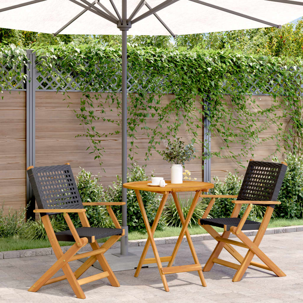 3 Piece Bistro Set Poly Rattan And Solid Wood
