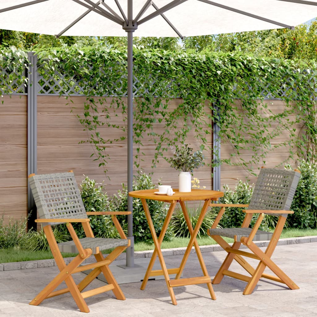 3 Piece Bistro Set Poly Rattan And Solid Wood