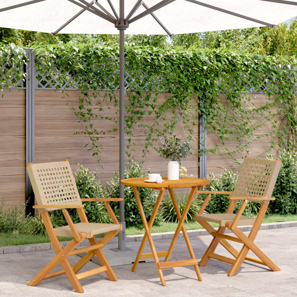 3 Piece Bistro Set Poly Rattan And Solid Wood