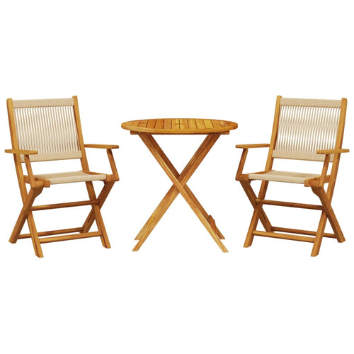 3 Piece Bistro Set Polypropylene And Solid Wood