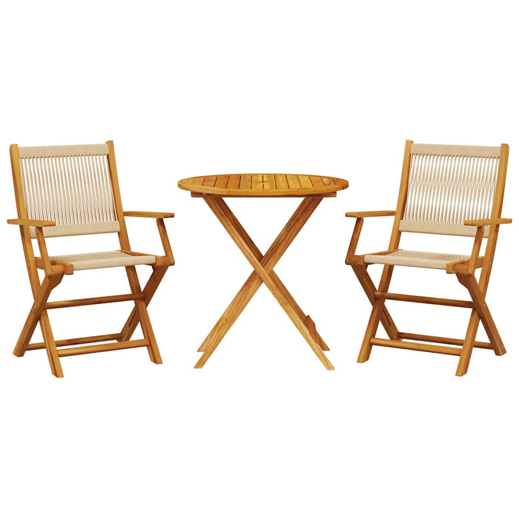 Outdoor Furniture Set 3 Piece Bistro Polypropylene & Solid Wood Garden Patio