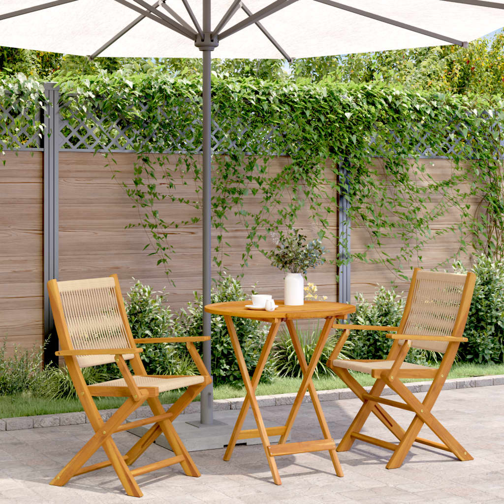 3 Piece Bistro Set Polypropylene And Solid Wood