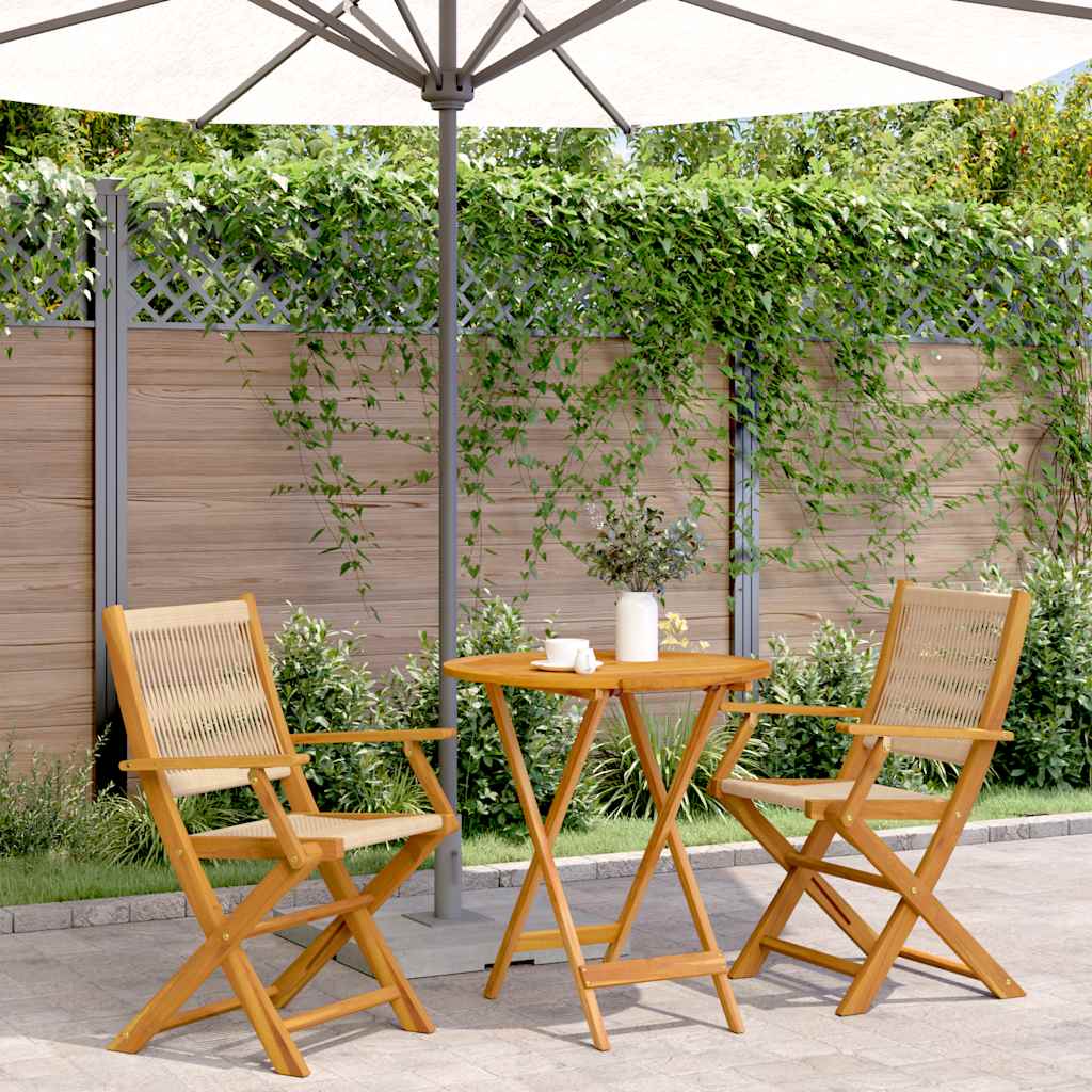 Outdoor Furniture Set 3 Piece Bistro Polypropylene & Solid Wood Garden Patio