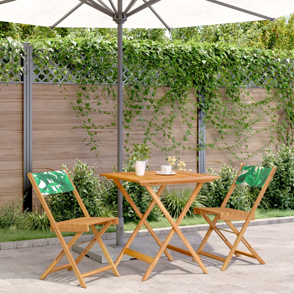 3 Piece Bistro Set Fabric And Solid Wood