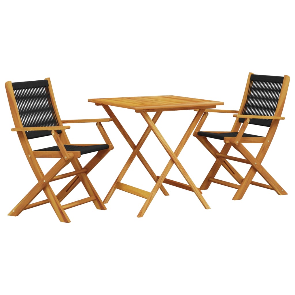 3 Piece Bistro Set Polypropylene And Solid Wood