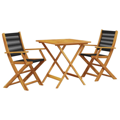 3 Piece Bistro Set Polypropylene And Solid Wood