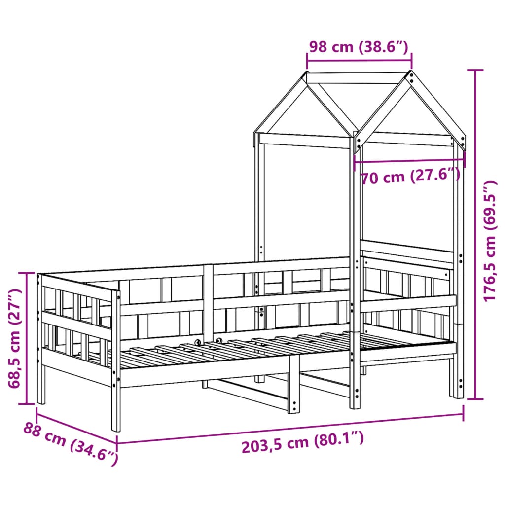 Day Bed With Roof Without Mattress Solid Wood