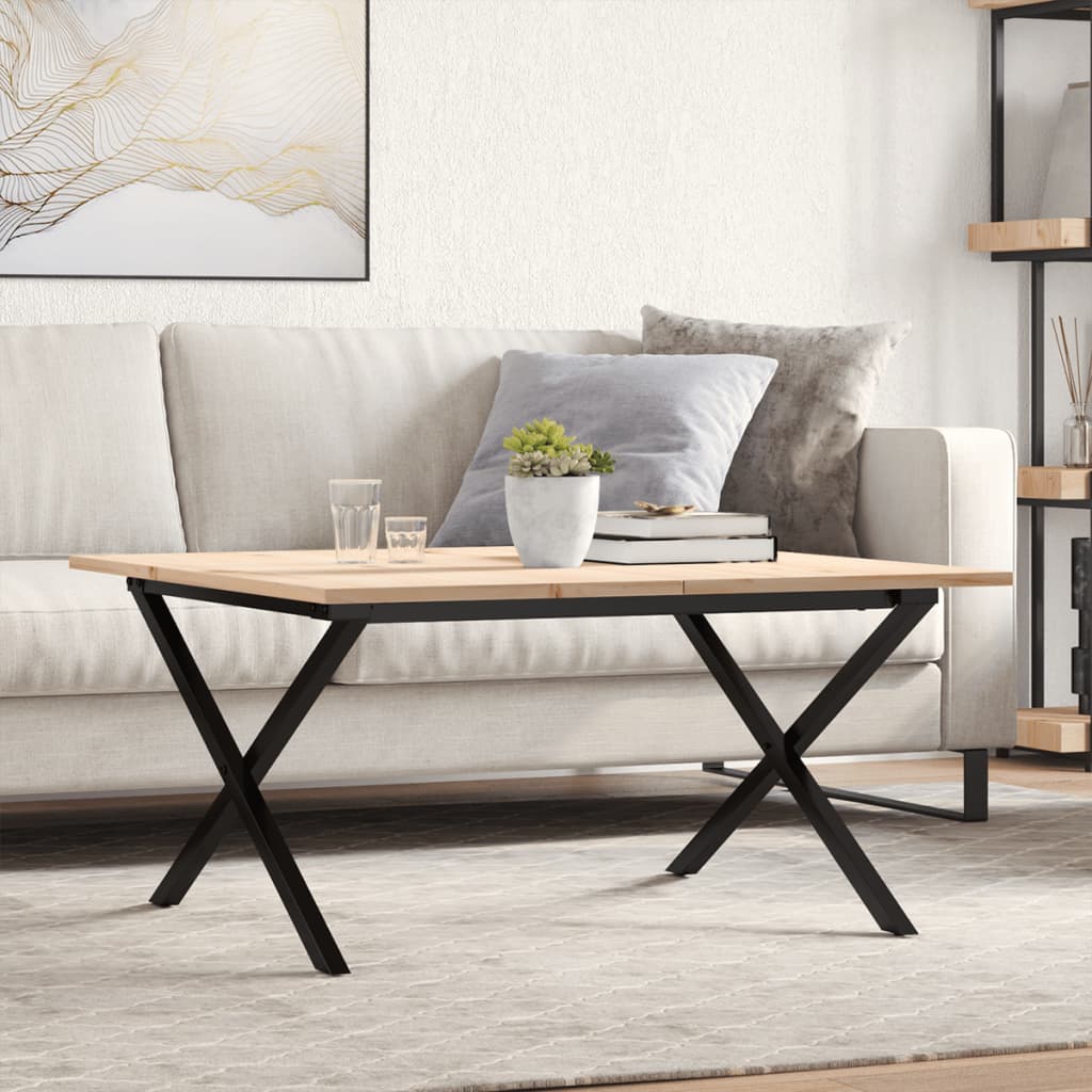 Coffee Table Solid Wood Pine And Steel