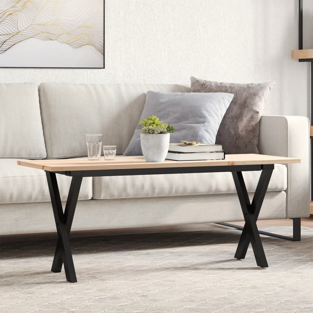 Coffee Table Solid Wood Pine And Steel