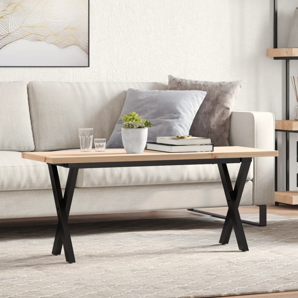 Coffee Table Solid Wood Pine And Steel