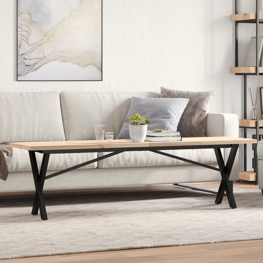 Coffee Table Solid Wood Pine And Steel