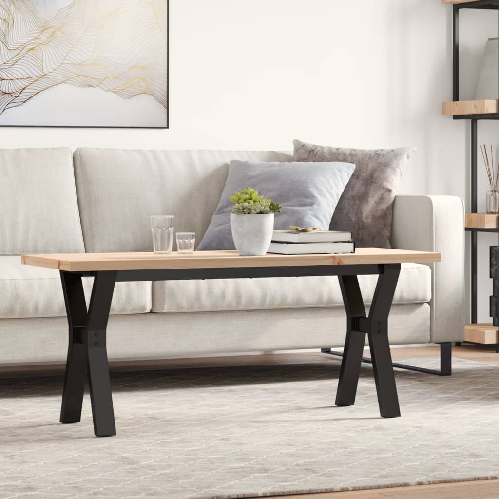 Coffee Table Solid Wood Pine And Steel