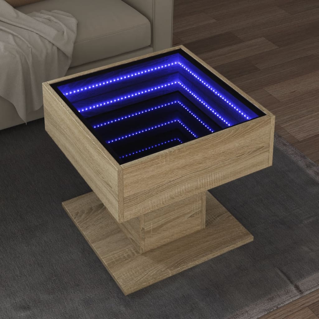 Coffee Table With Led 70X50X45 Cm Engineered Wood
