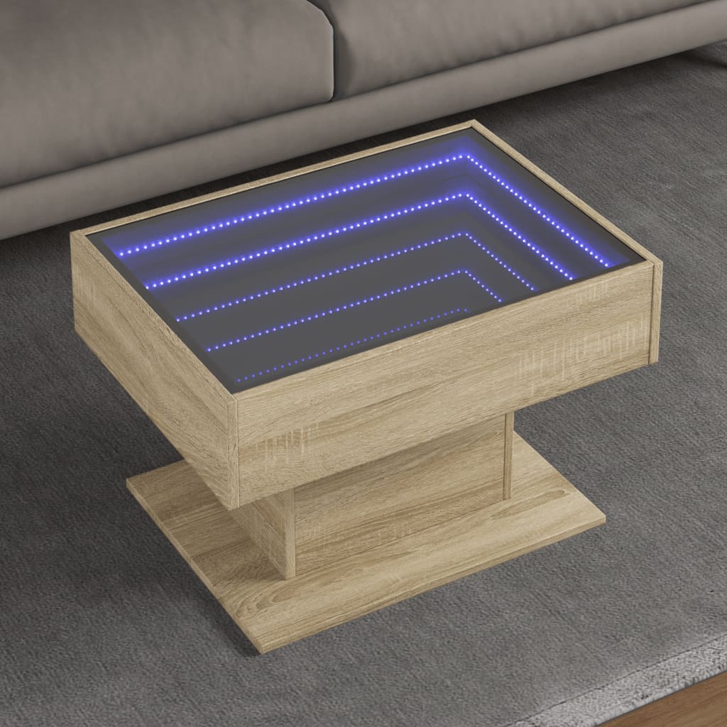Coffee Table With Led 70X50X45 Cm Engineered Wood