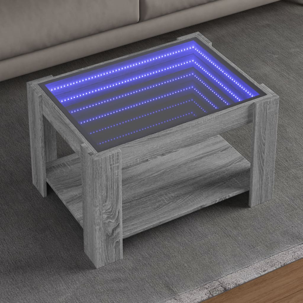 Coffee Table With Led 73X53X45 Cm Engineered Wood