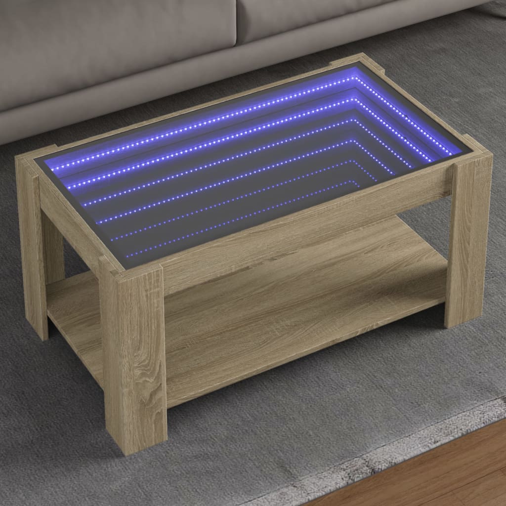 Coffee Table With Led 73X53X45 Cm Engineered Wood