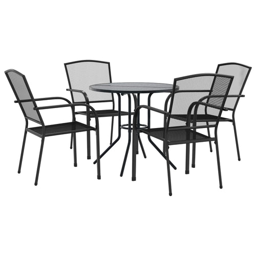 Stackable Garden Chair Set 5 Pcs Anthracite Powder-Coated Steel