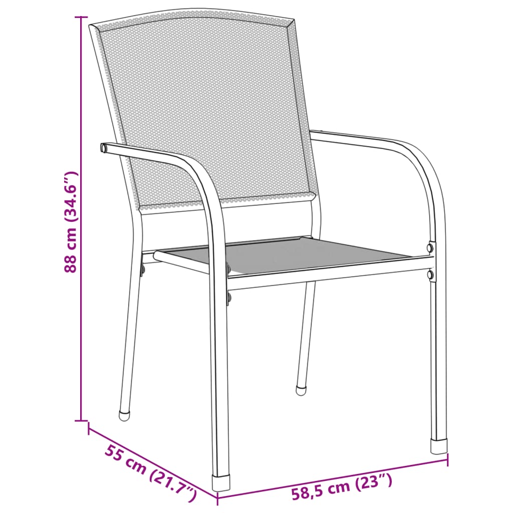 Stackable Garden Chair Set 5 Pcs Anthracite Powder-Coated Steel