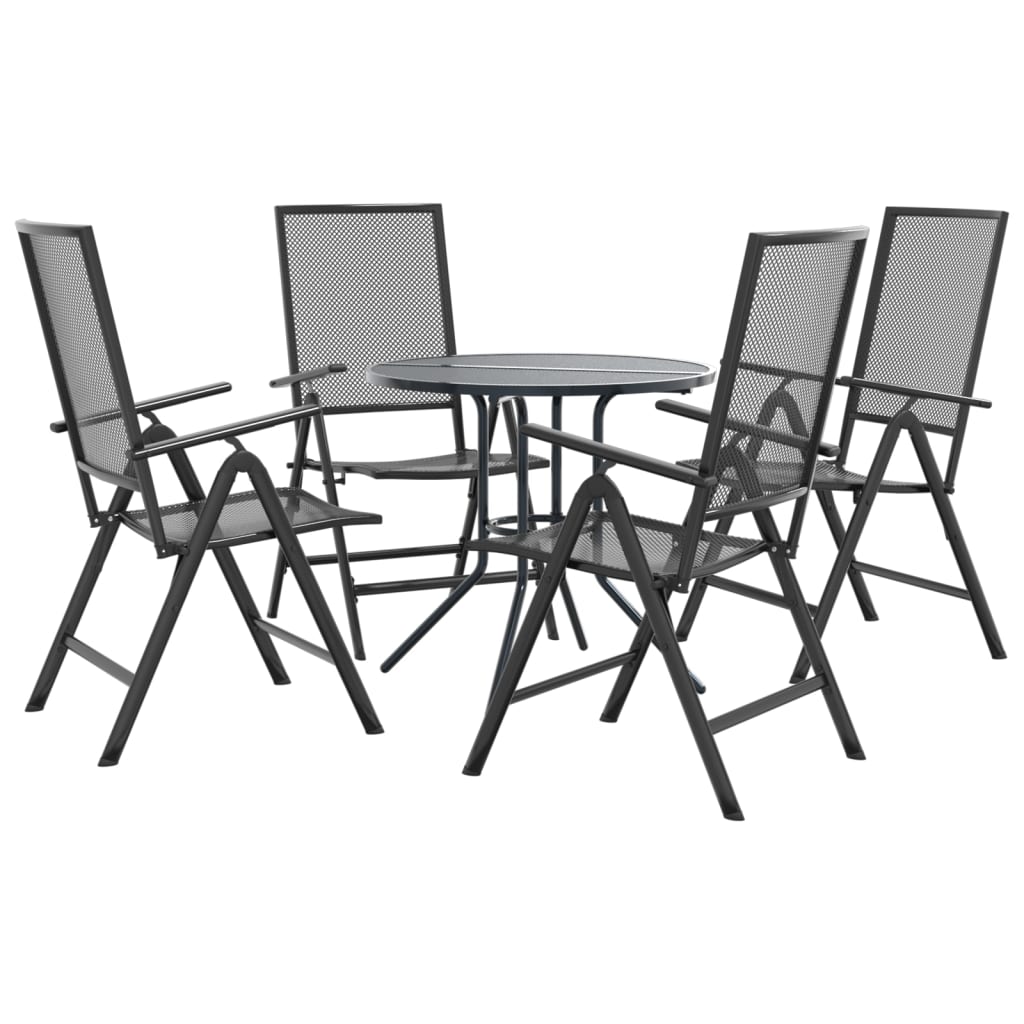 Reclining Garden Chair Set 5 Pcs Anthracite Powder Coated Steel