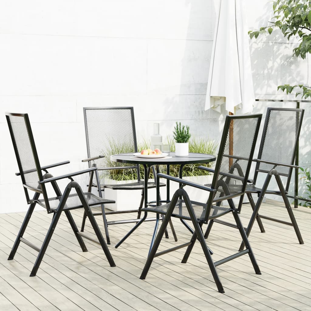 Reclining Garden Chair Set 5 Pcs Anthracite Powder-Coated Steel