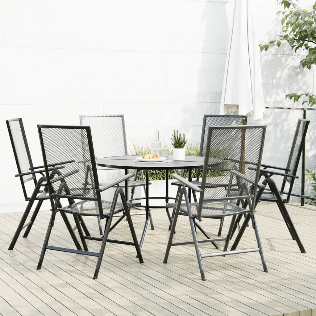 Reclining Garden Chair Set 5 Pcs Anthracite Powder-Coated Steel