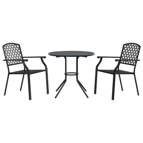 Stackable Garden Chair Set 3 Pcs Anthracite Powder-Coated Steel