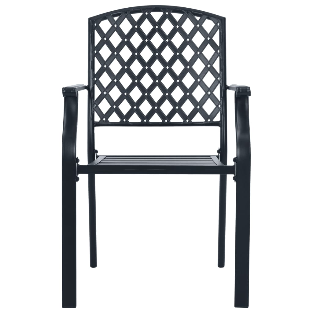 Stackable Garden Chair Set 3 Pcs Anthracite Powder-Coated Steel