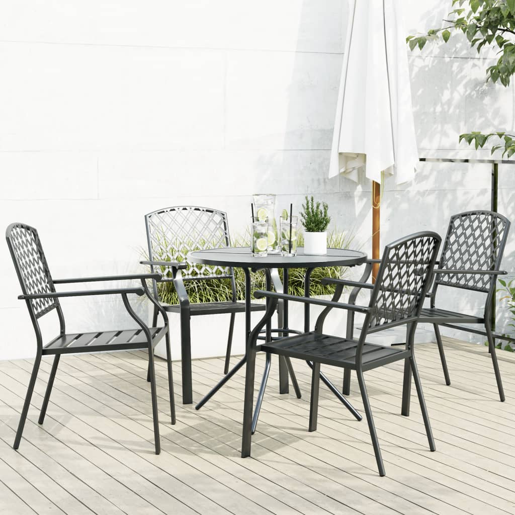 Stackable Garden Chair Set 3 Pcs Anthracite Powder-Coated Steel