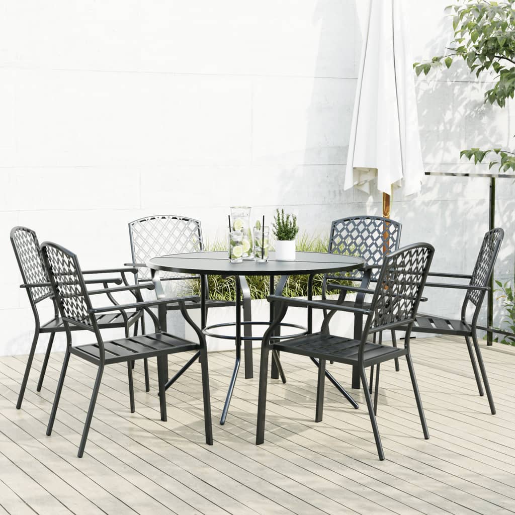 Stackable Garden Chair Set 3 Pcs Anthracite Powder-Coated Steel
