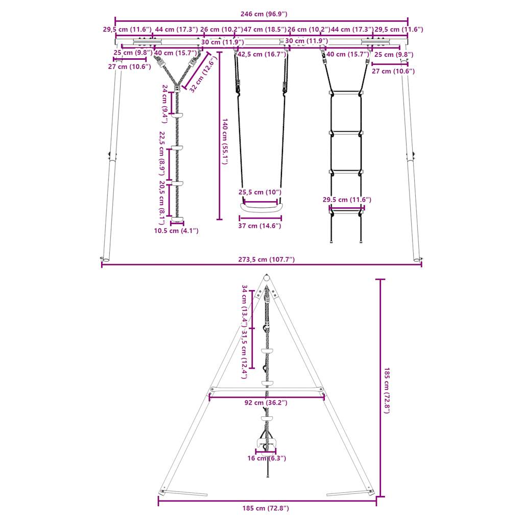 Outdoor Swing Set With Swing. Ladder. Disc Swing