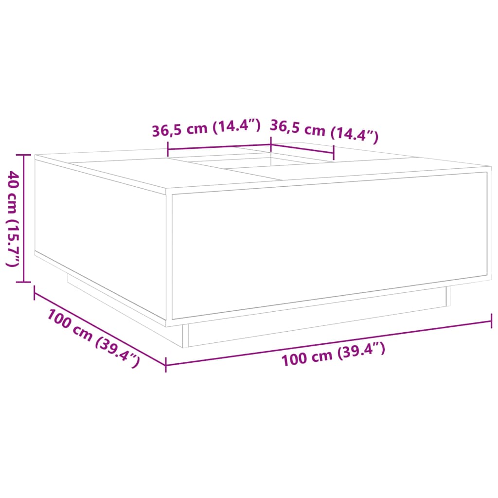 Coffee Table 100X100X40 Cm Engineered Wood Sonoma Oak Brown Oak Concrete Grey 10