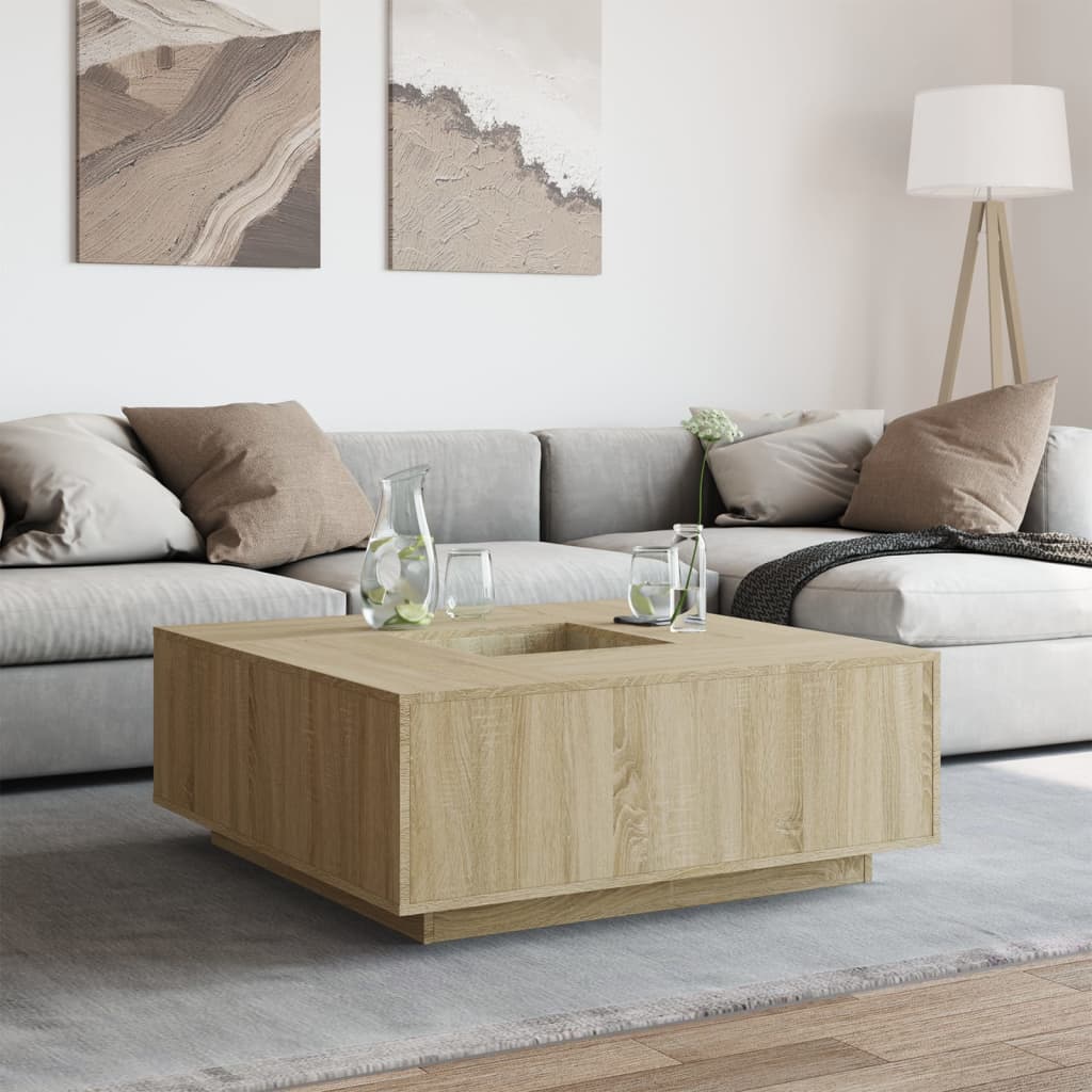 Coffee Table 100X100X40 Cm Engineered Wood Sonoma Oak Brown Oak Concrete Grey 10