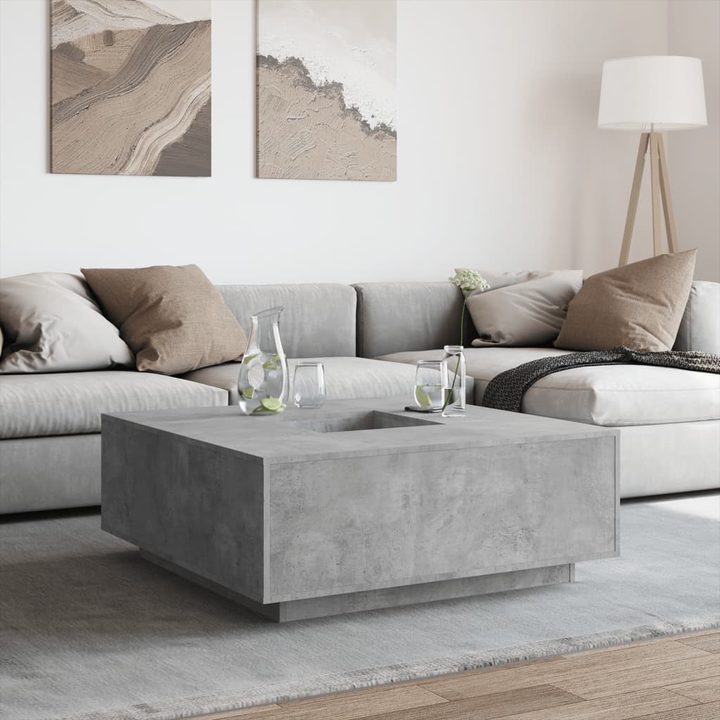 Coffee Table 100X100X40 Cm Engineered Wood Sonoma Oak Brown Oak Concrete Grey 10