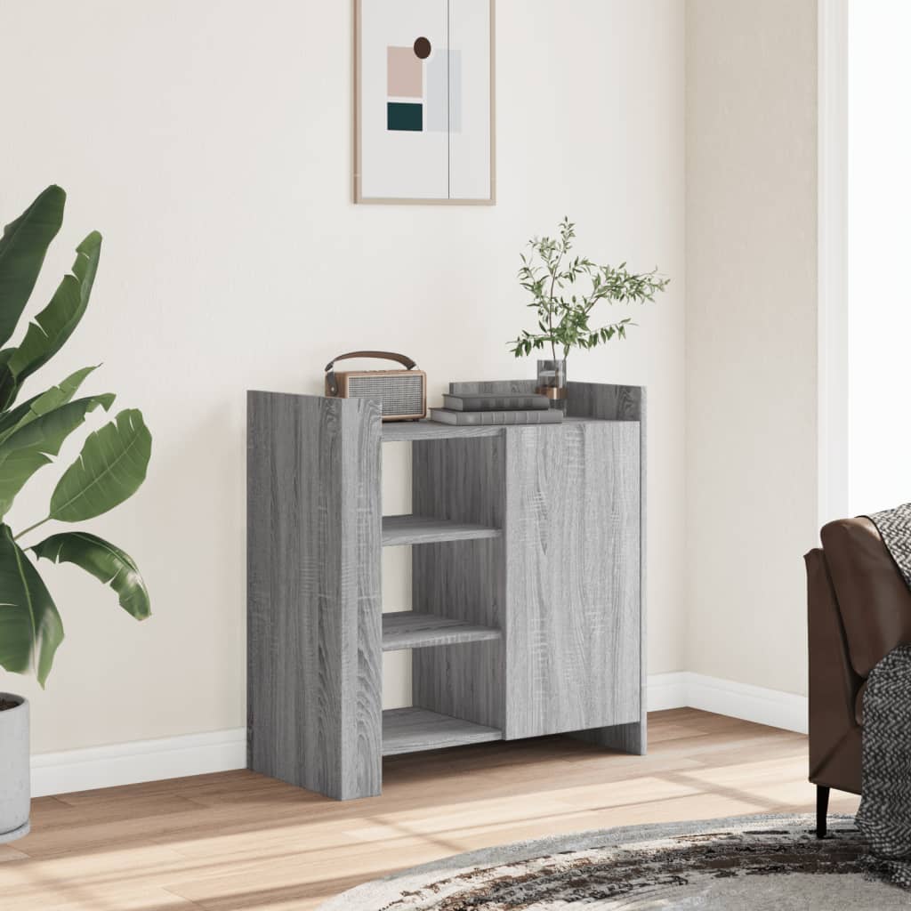 Sideboard 73.5X35X75 Cm Engineered Wood Smoked Oak Grey Sonoma 73.5 Cm Brown 73.