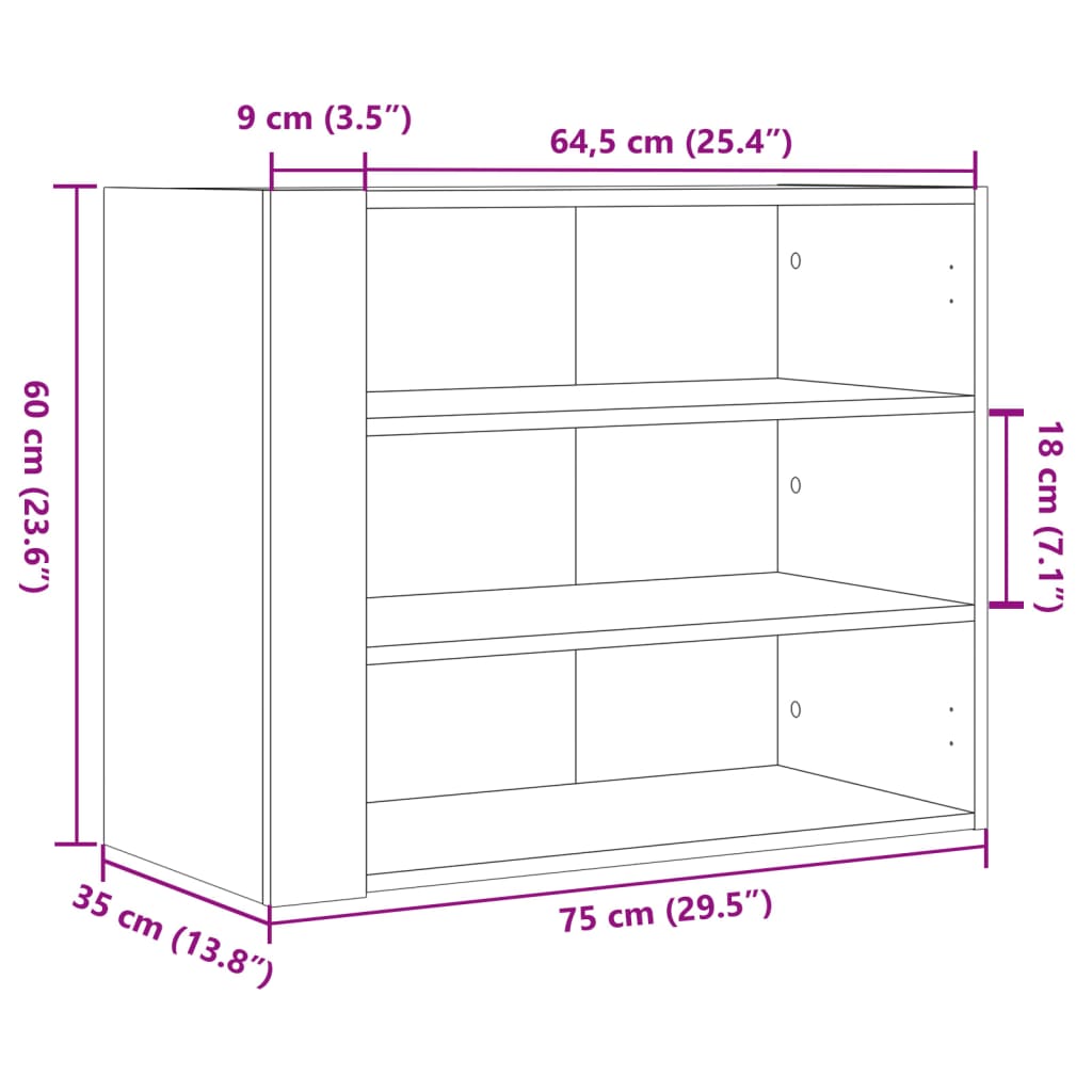 Wall Cabinet 75X35X60 Cm Engineered Wood