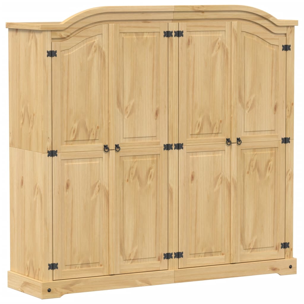 Wardrobe Corona 194X52X186 Cm Solid Wood Pine white brown engineered wood metal